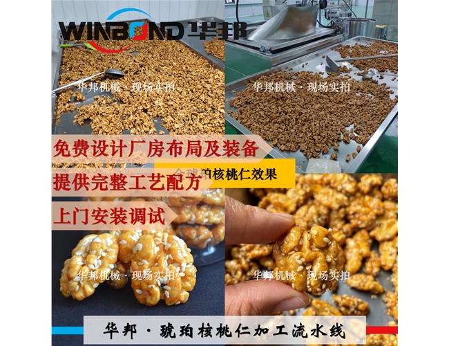 琥珀核桃裹糖機 華邦風(fēng)味核桃仁加工設(shè)備 可試機